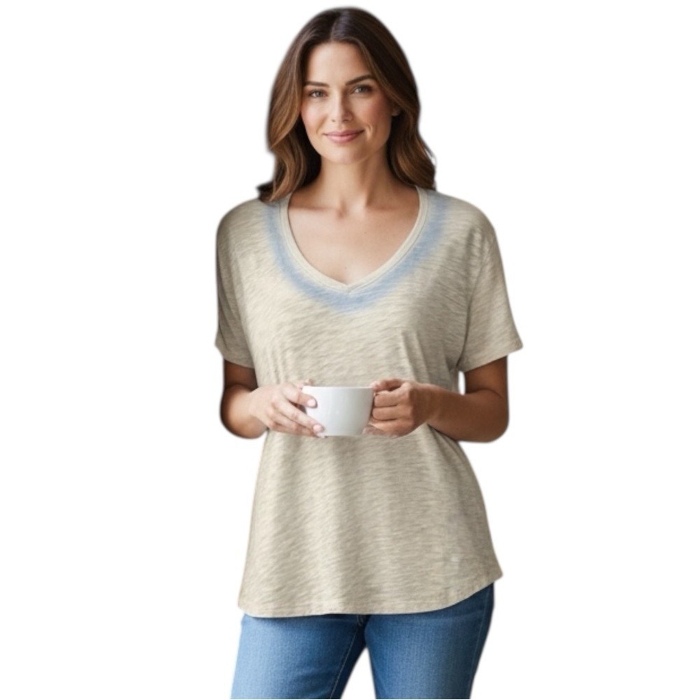 ATM Anthony Thomas Melillo Slub Jersey V-Neck, Coral Stone/ Powder, Size XS/S